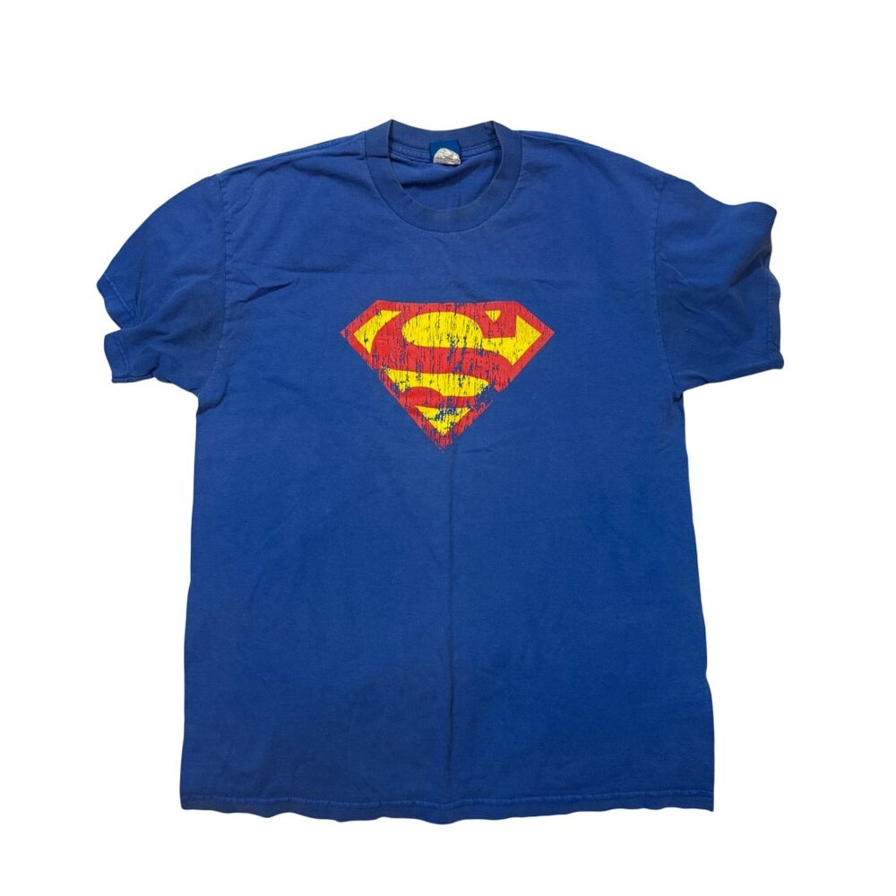 Vintage Superman Blue Graphic T-Shirt Mens Size L